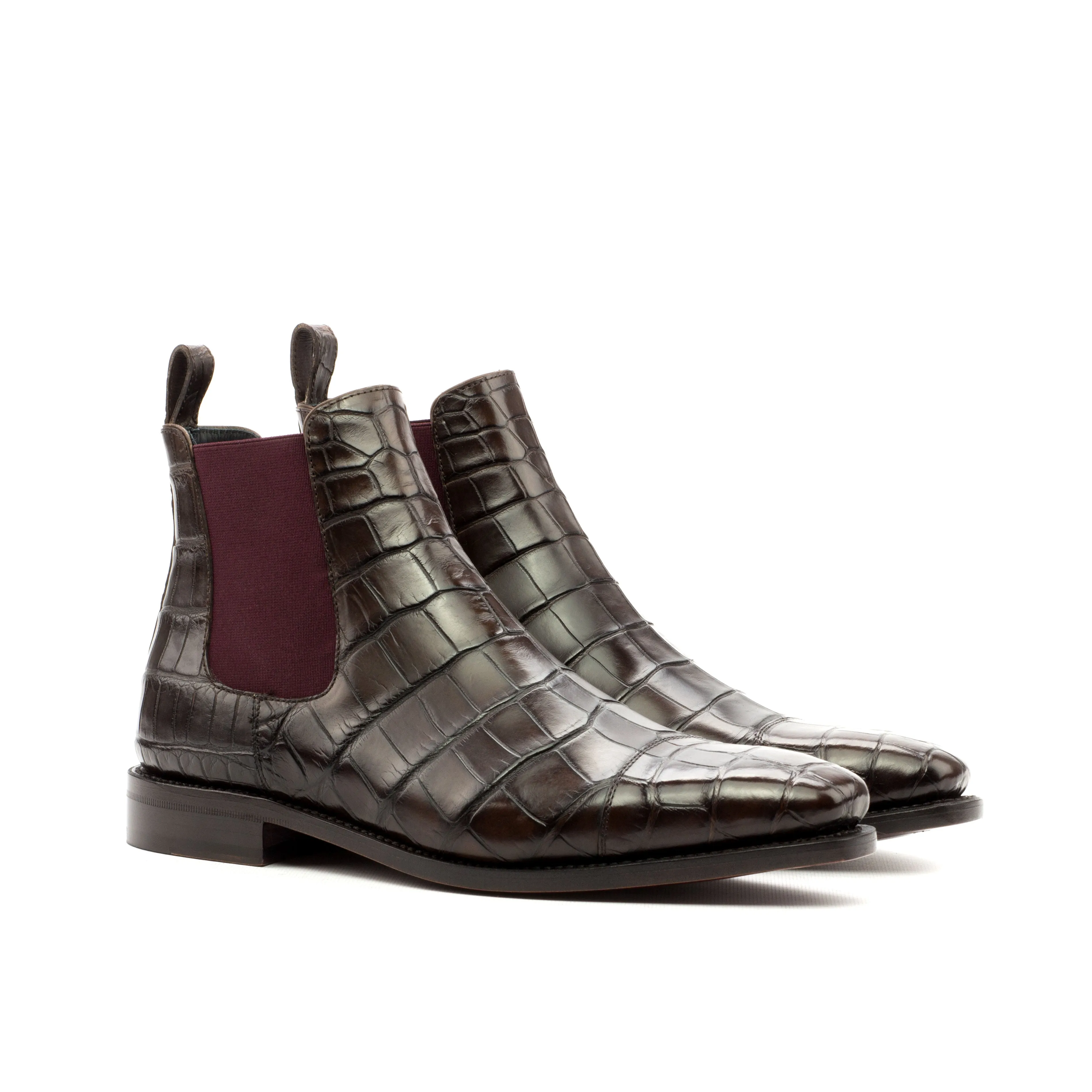 - dark brown gator - Unique Handcrafted Alligator Chelsea Boot by Le Ruux