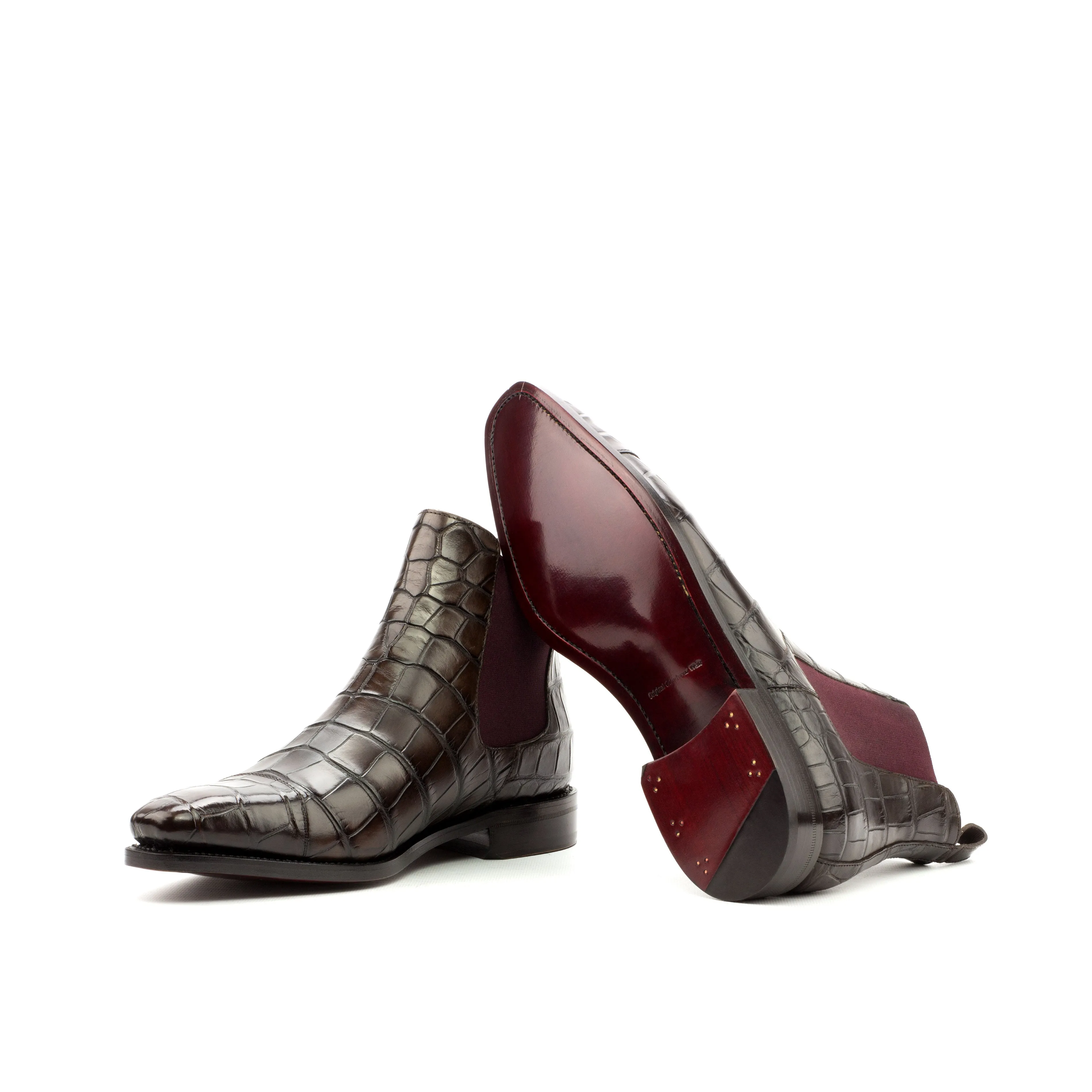 - dark brown gator - Unique Handcrafted Alligator Chelsea Boot by Le Ruux