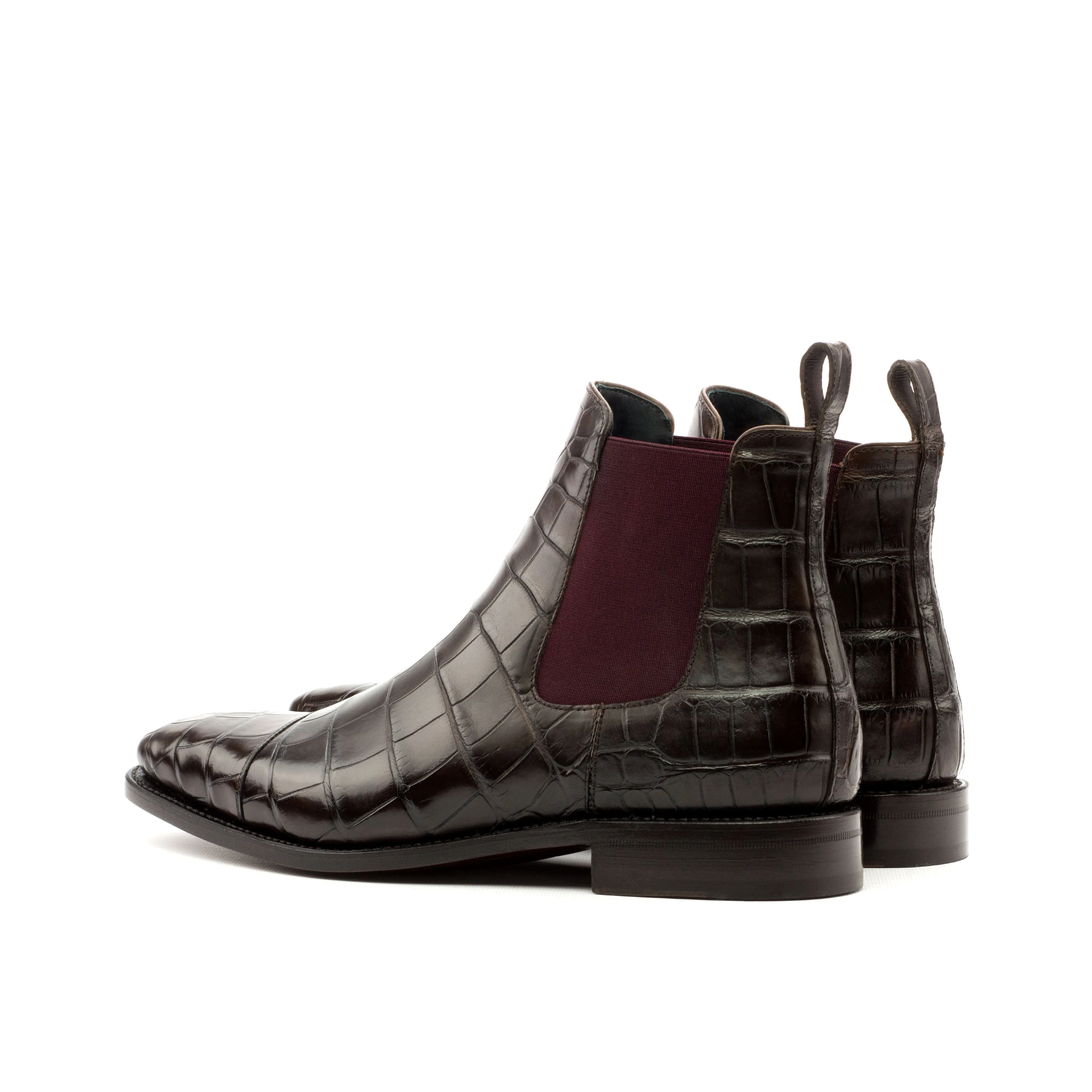 - dark brown gator - Unique Handcrafted Alligator Chelsea Boot by Le Ruux
