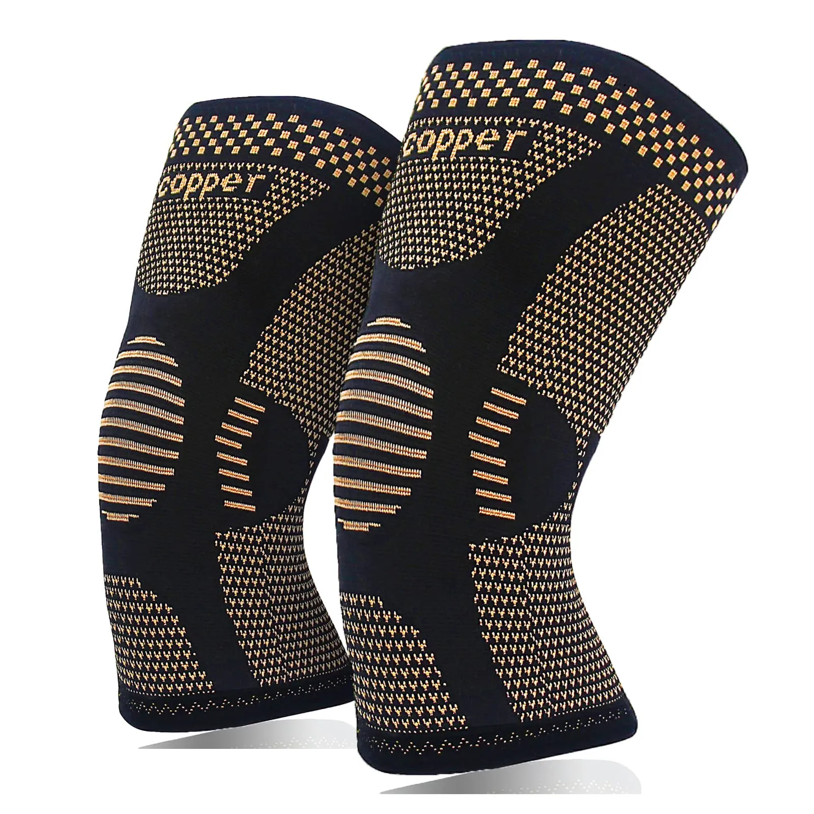 (2Pack)Copper Knee sleeve for Arthritis Pain and Support-Copper Knee Brace for Knee Pain Relief, Workout, and Sports (Medium) Tan Medium
