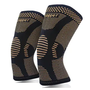 (2Pack)Copper Knee sleeve for Arthritis Pain and Support-Copper Knee Brace for Knee Pain Relief, Workout, and Sports (Medium) Tan Medium
