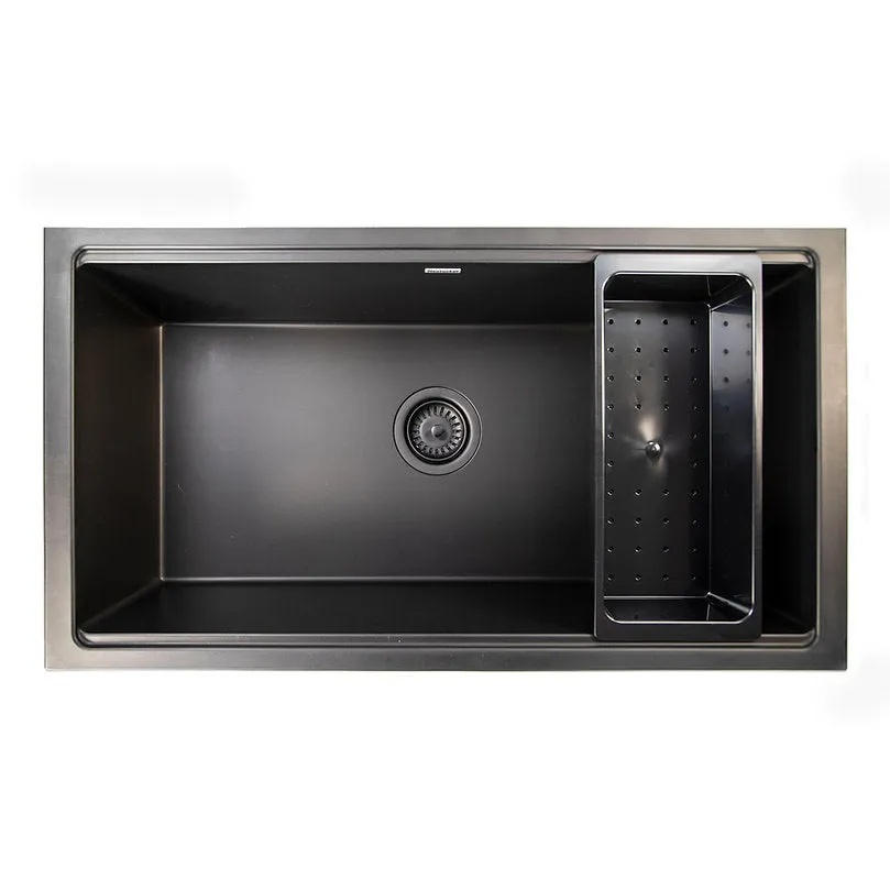 33" Black Composite Single Bowl Kitchen Workstation Sink