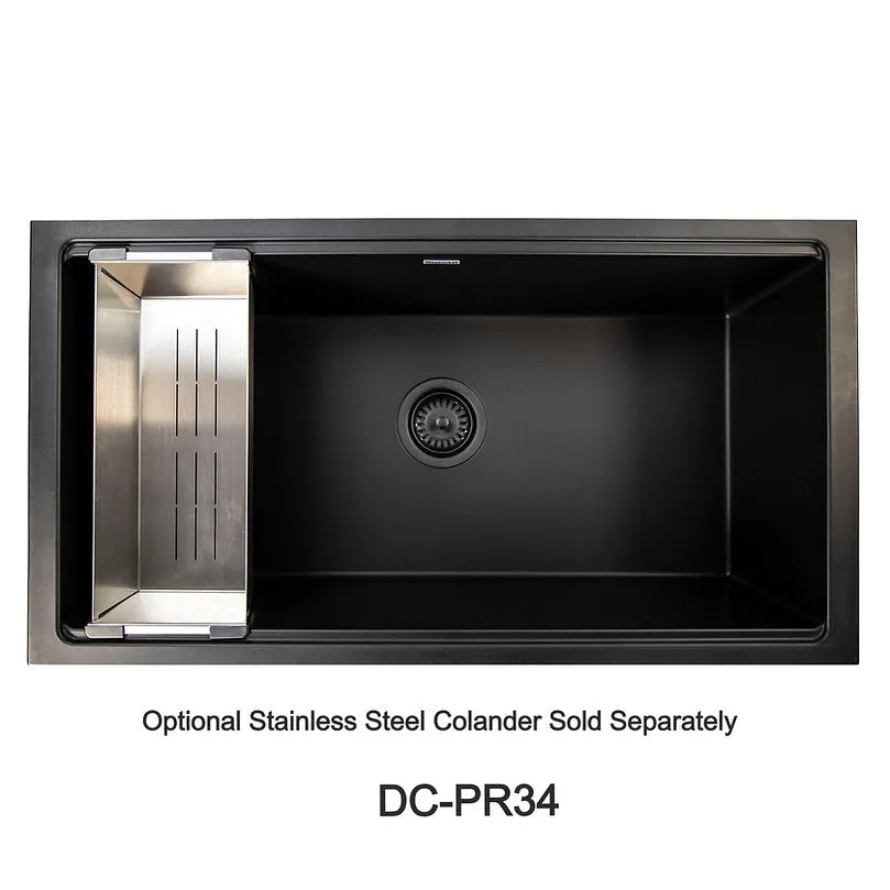 33" Black Composite Single Bowl Kitchen Workstation Sink