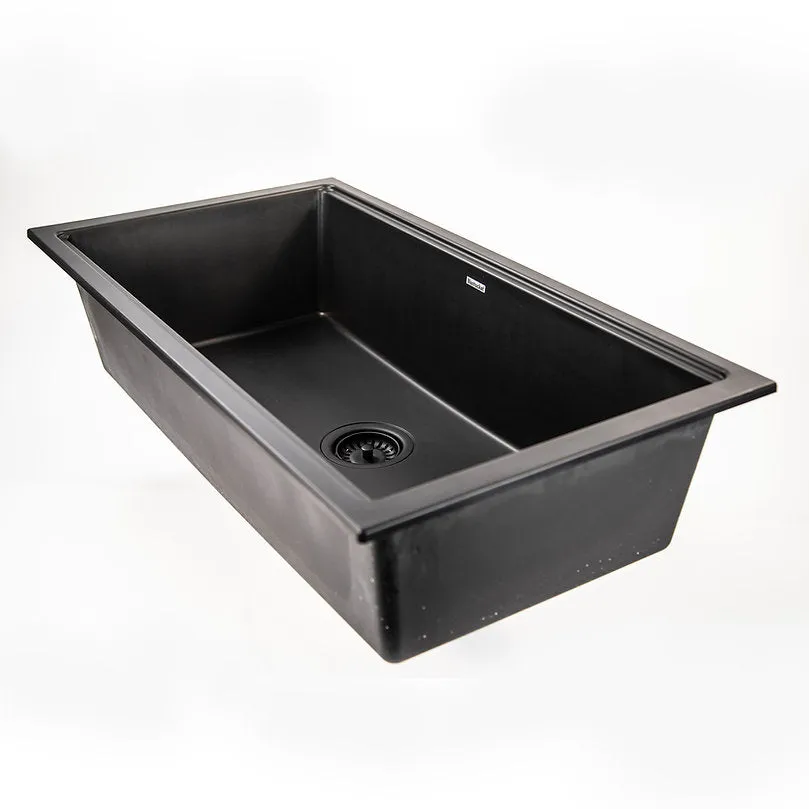 33" Black Composite Single Bowl Kitchen Workstation Sink