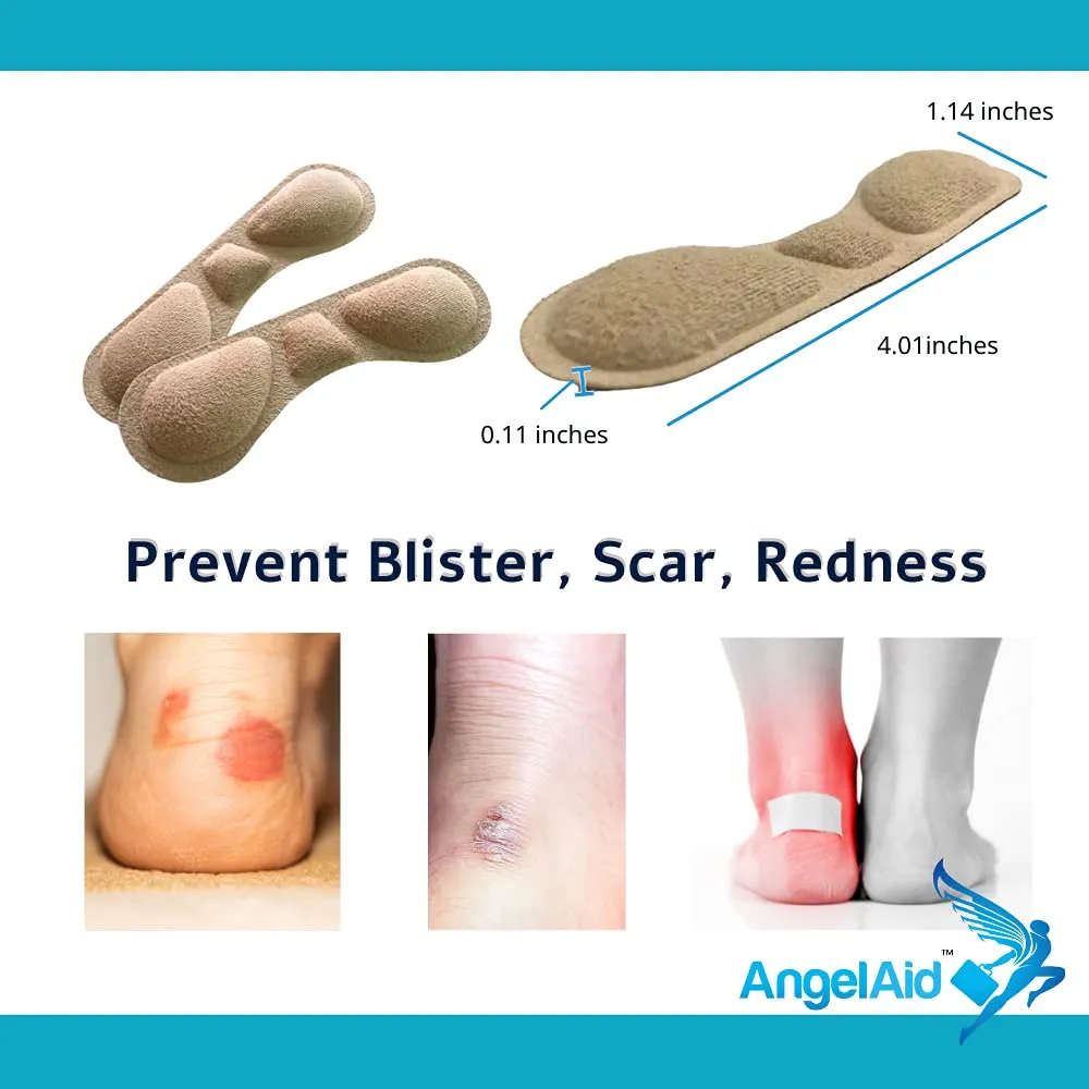 4 Pairs Angelaid Comfy Foam Heel Liners, Self-Adhesive Cushion to Protect Heels