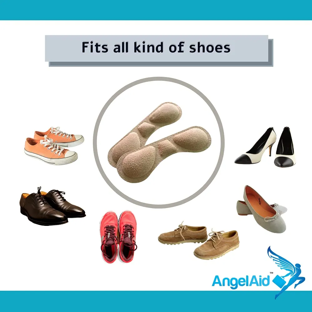 4 Pairs Angelaid Comfy Foam Heel Liners, Self-Adhesive Cushion to Protect Heels