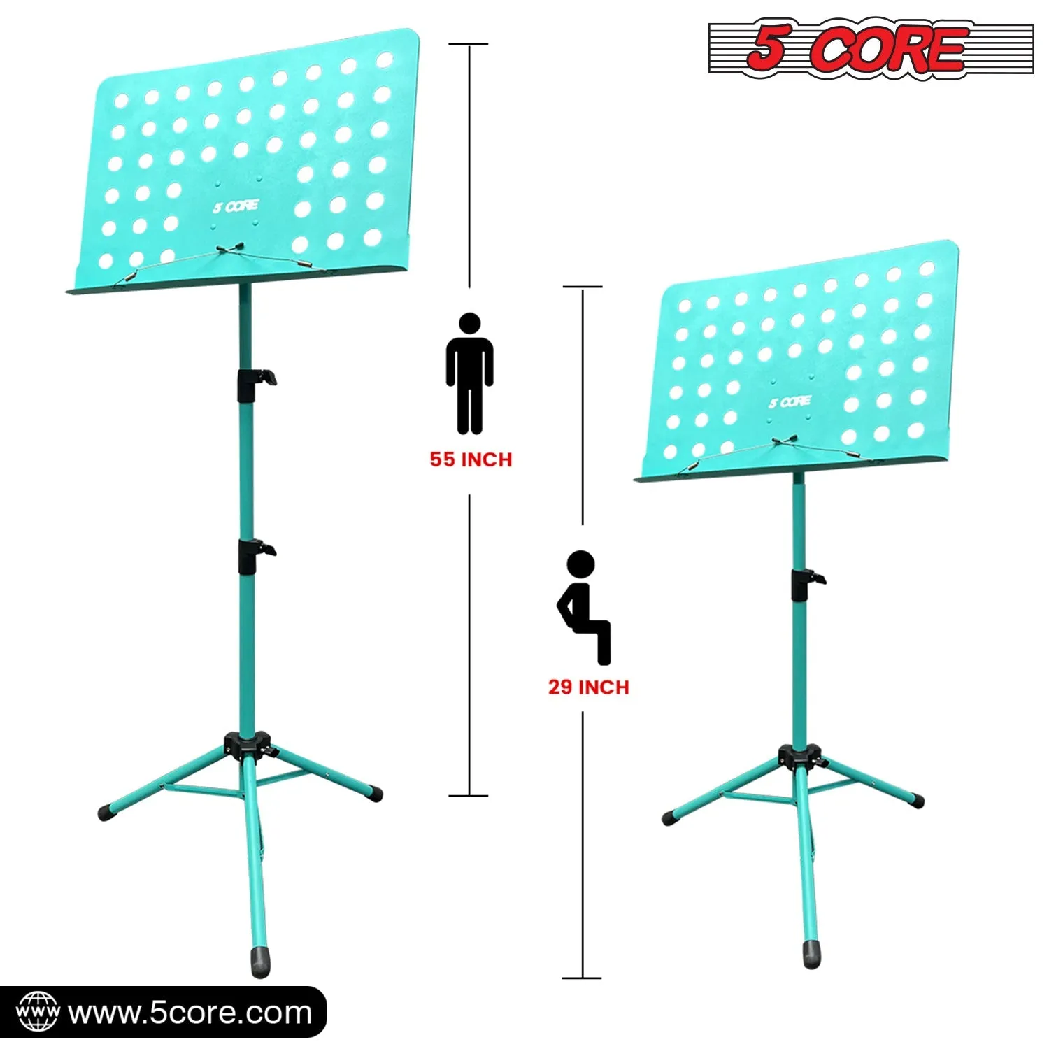 5 Core Sheet Music Stand Professional Folding Adjustable Portable, Blue