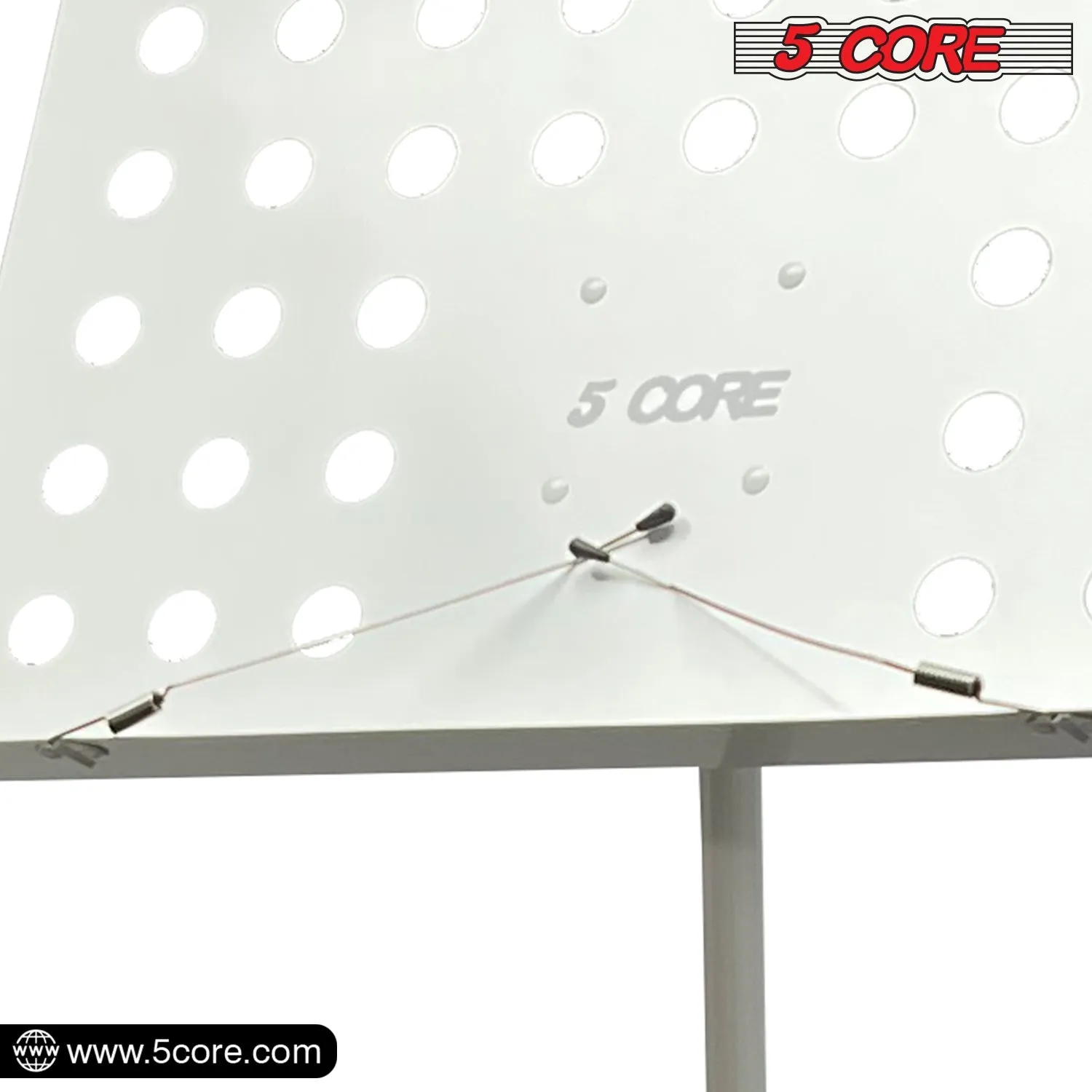5 Core Sheet Music Stand Professional Folding Adjustable Portable, White