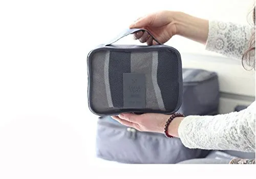 6 Set Packing Cubes,Travel Luggage Organizer-3 Travel Cubes   3 Pouches (Grey)