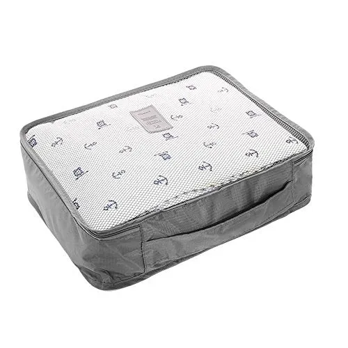6 Set Packing Cubes,Travel Luggage Organizer-3 Travel Cubes   3 Pouches (Grey)