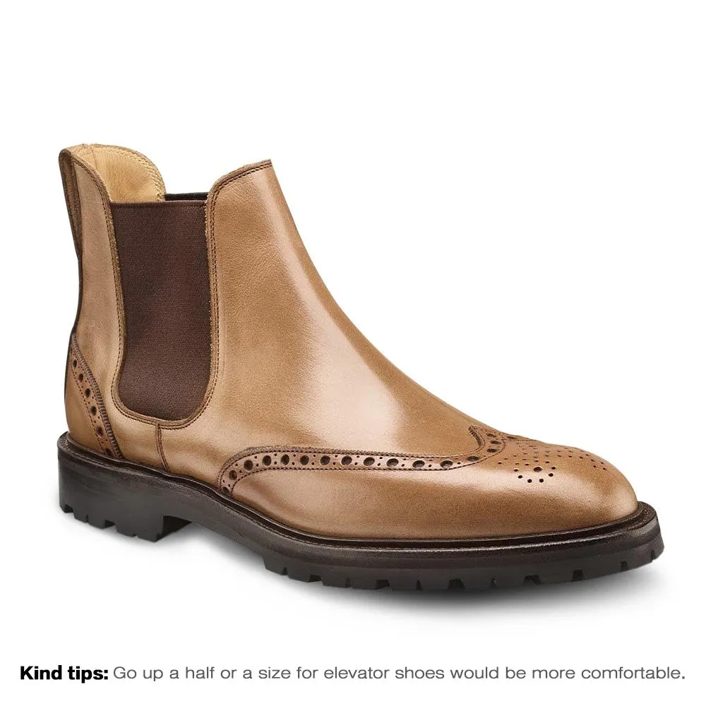 7 CM/2.76 Inches CMR CHAMARIPA Men’s Height Increasing Boots – Brown Leather Brogue Chelsea Boots