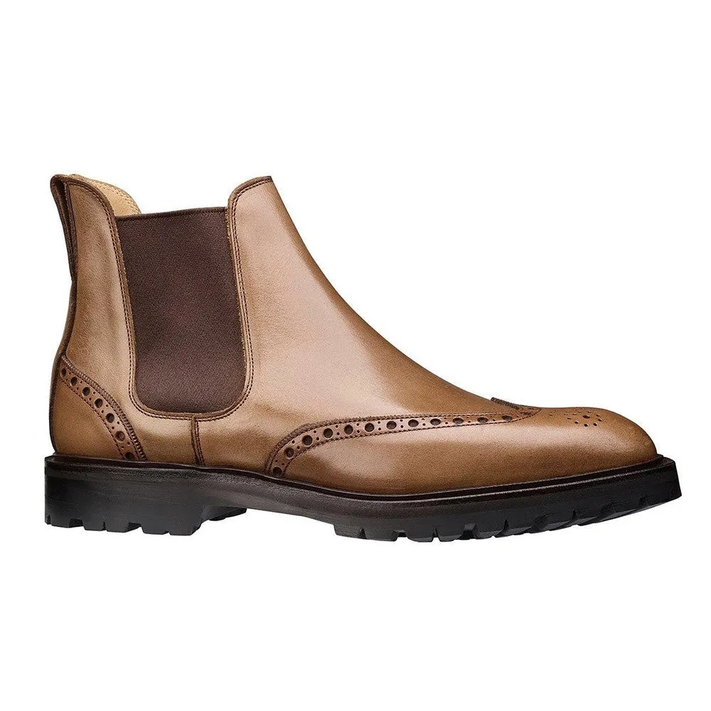 7 CM/2.76 Inches CMR CHAMARIPA Men’s Height Increasing Boots – Brown Leather Brogue Chelsea Boots