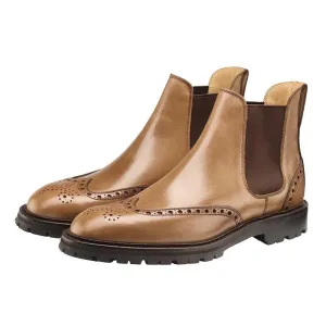 7 CM/2.76 Inches CMR CHAMARIPA Men’s Height Increasing Boots – Brown Leather Brogue Chelsea Boots