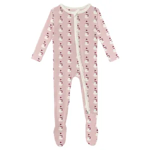 baby rose snowman muffin ruffle zipper footie