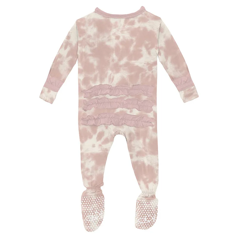 baby rose tie dye classic ruffle footie