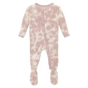 baby rose tie dye classic ruffle footie