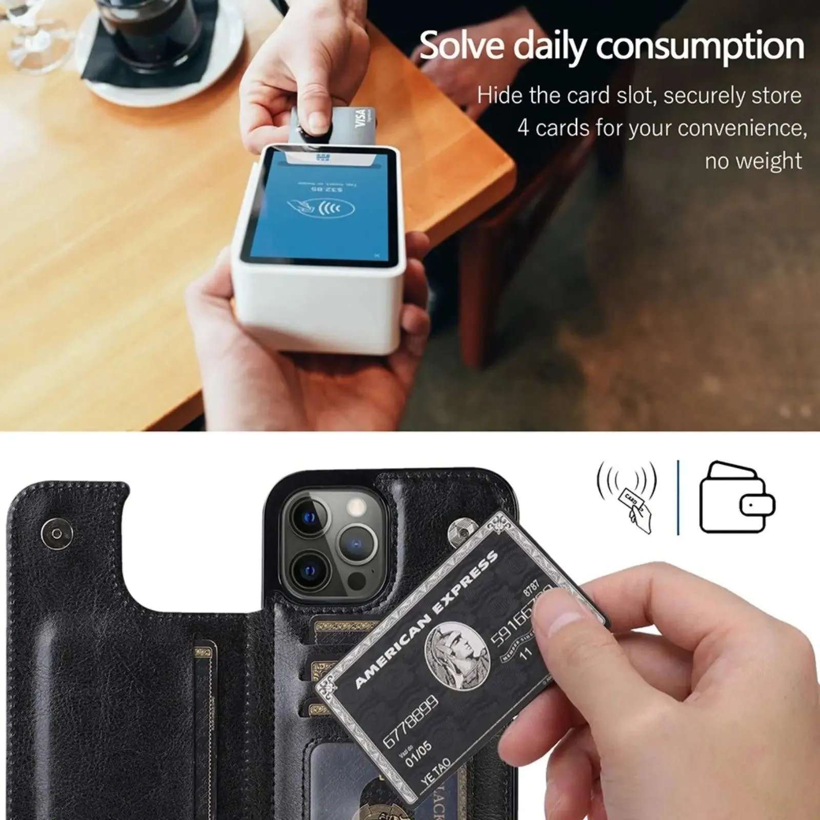 Back Flip Leather Wallet Cover Case For Iphone 14 Pro Max