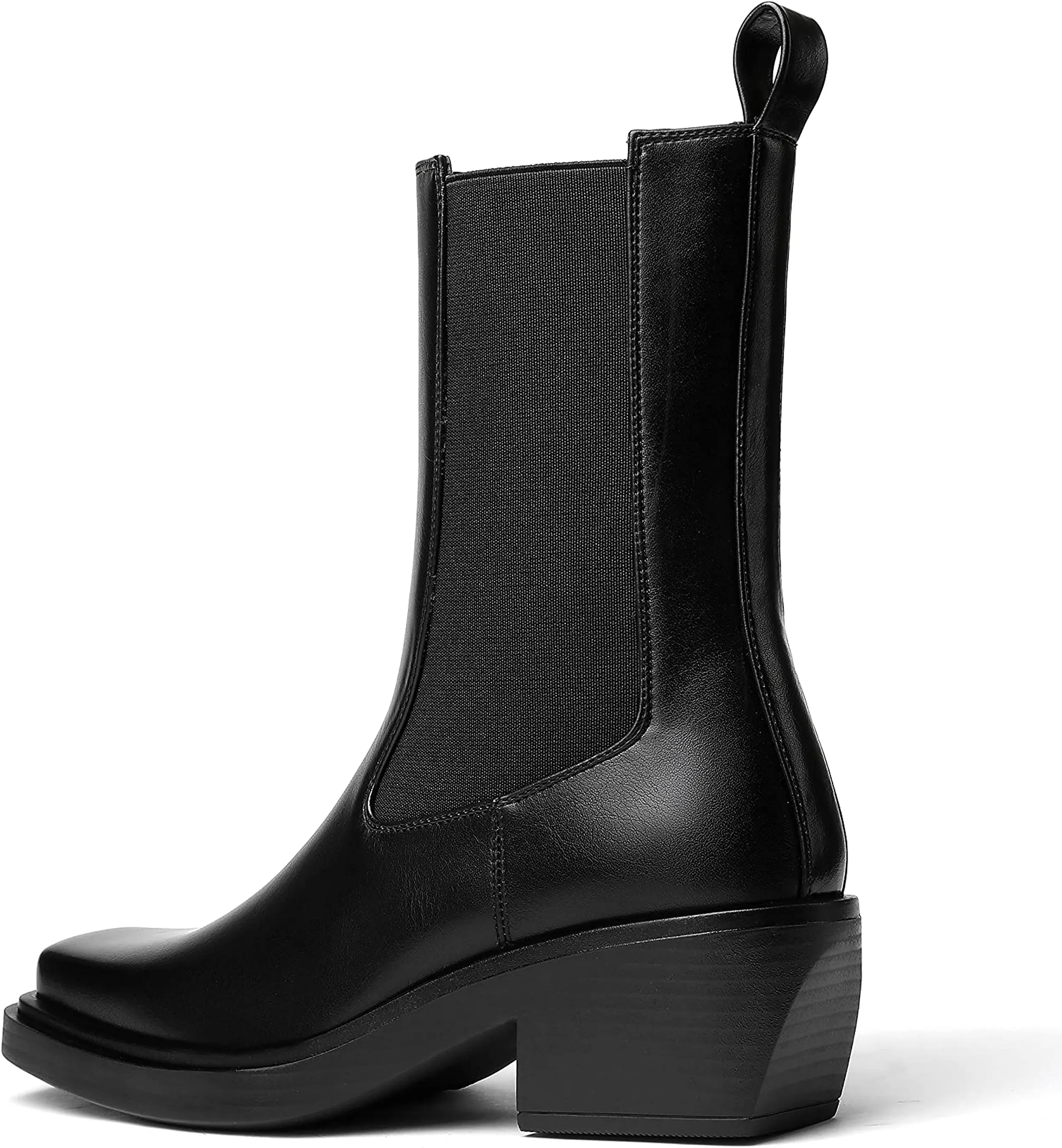 Black Chelsea Classic Block Low Heel Ankle Boots