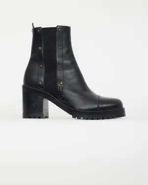 Black Leather Rockstud Chelsea Boot