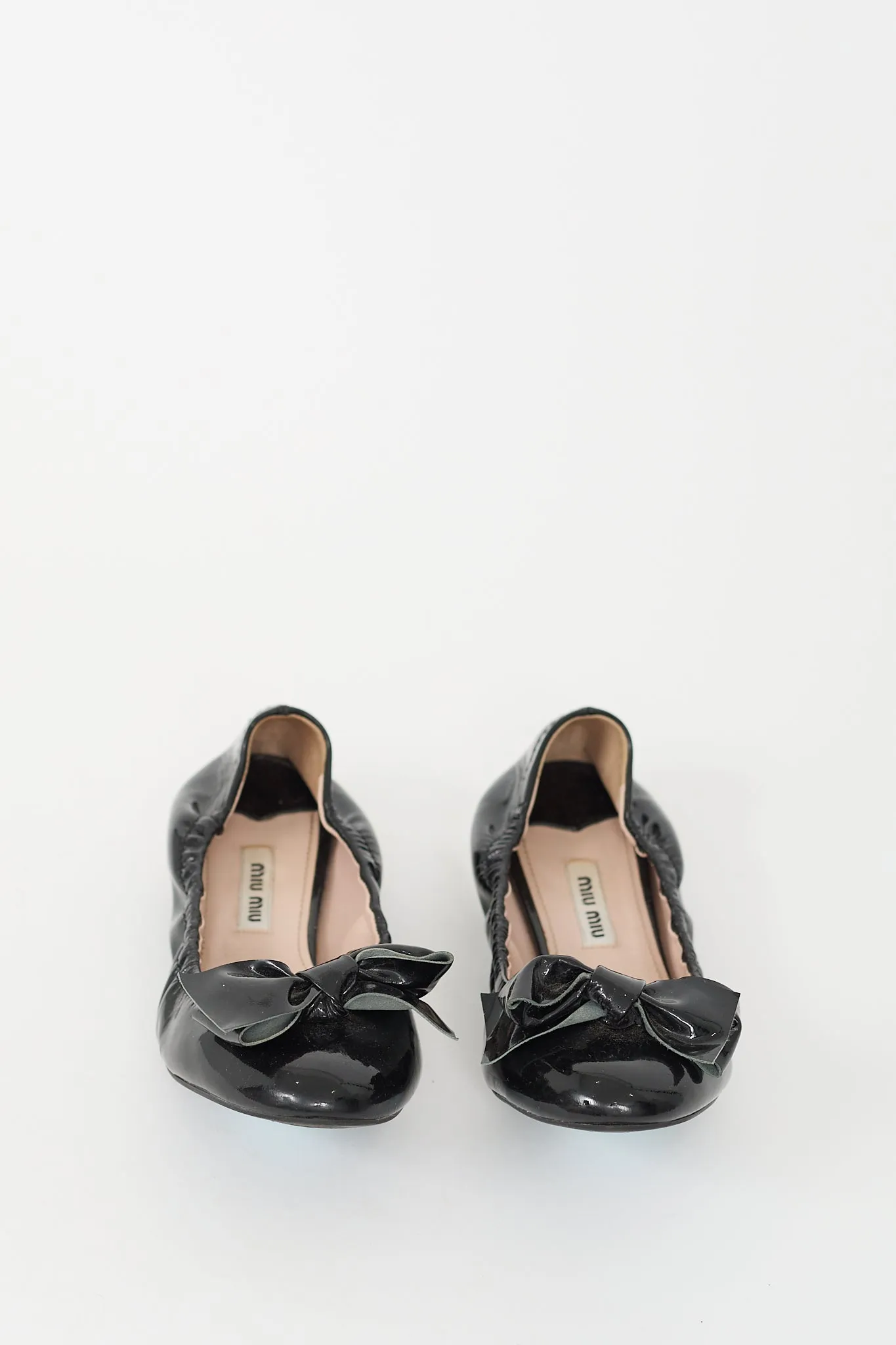 Black Patent Leather Bow Flat