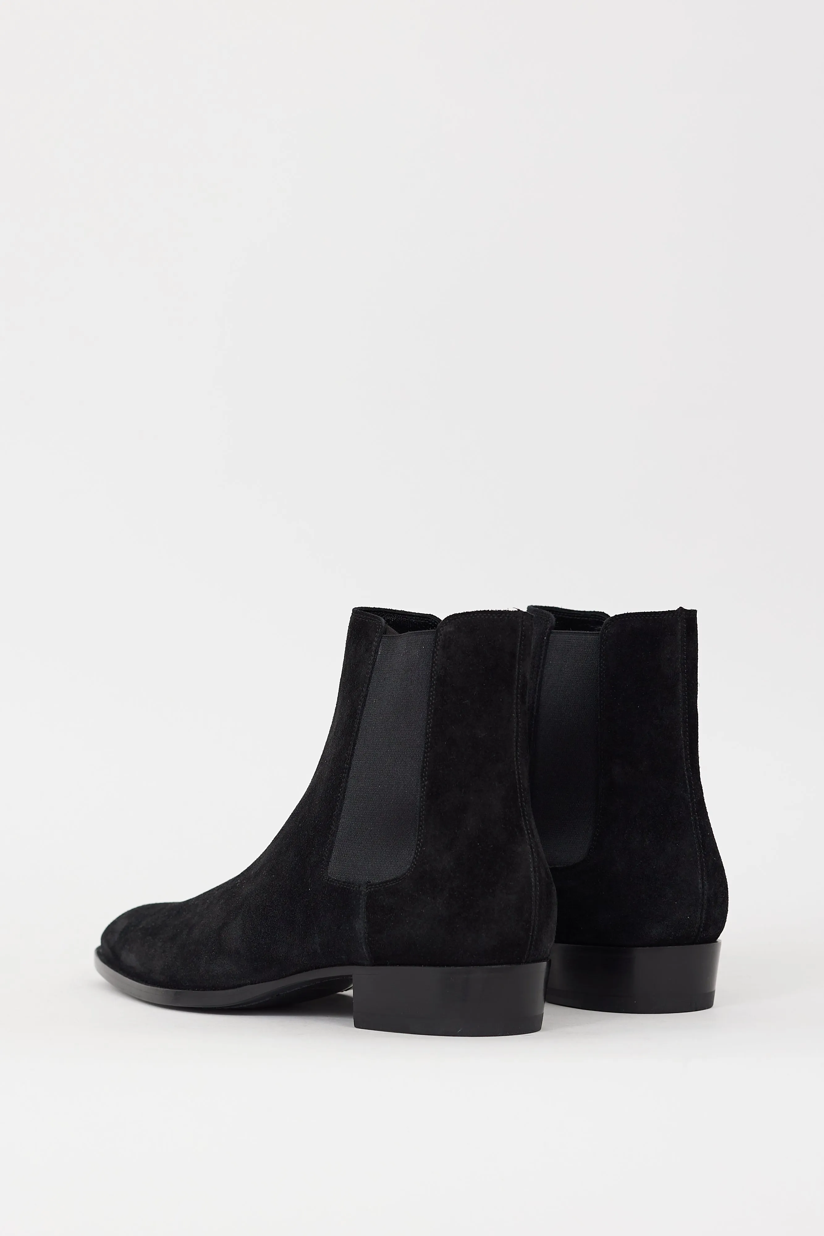 Black Suede Pointed Toe Chelsea Boot