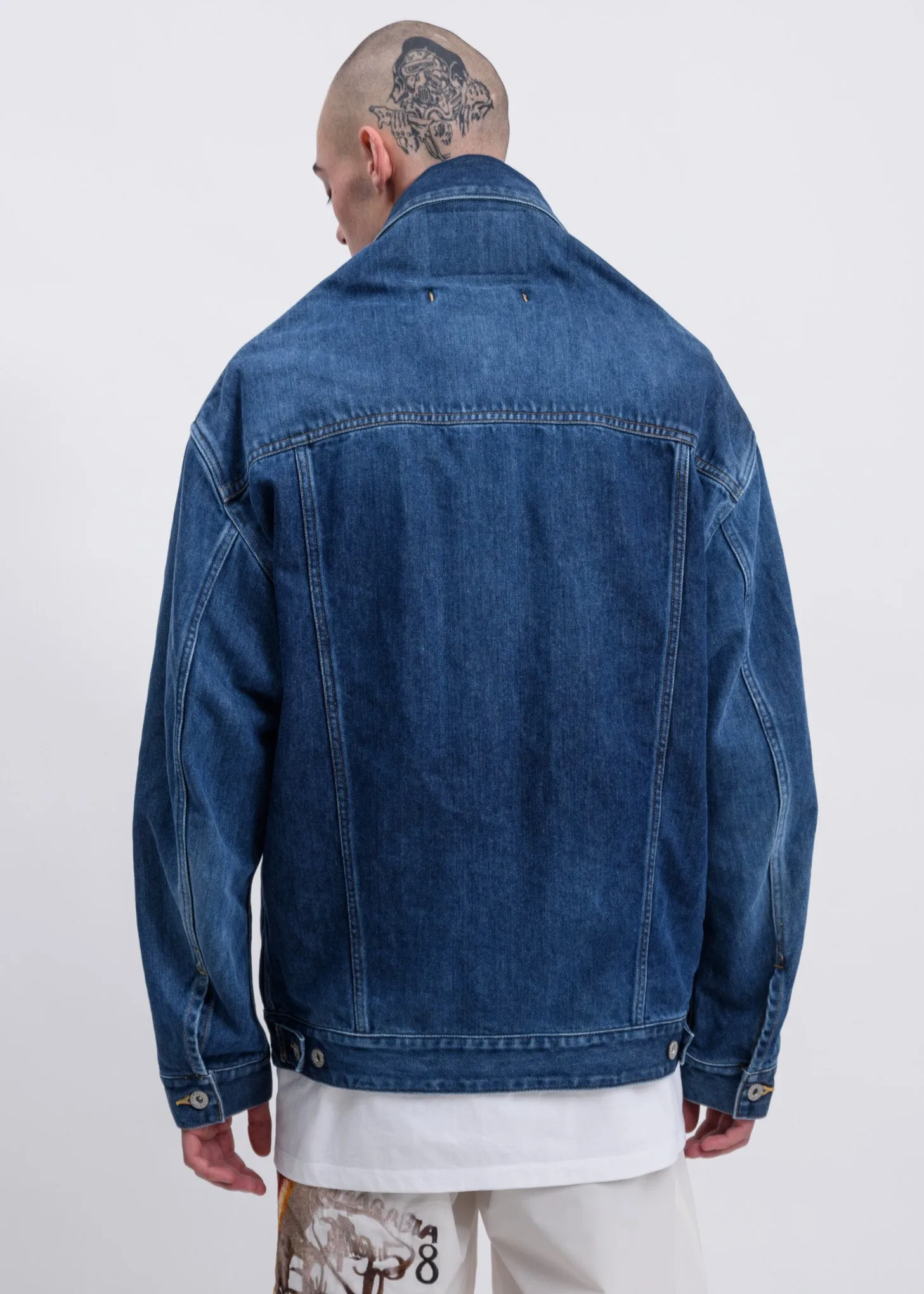 Blue Head Drooped Performance Silk Denim Jacket
