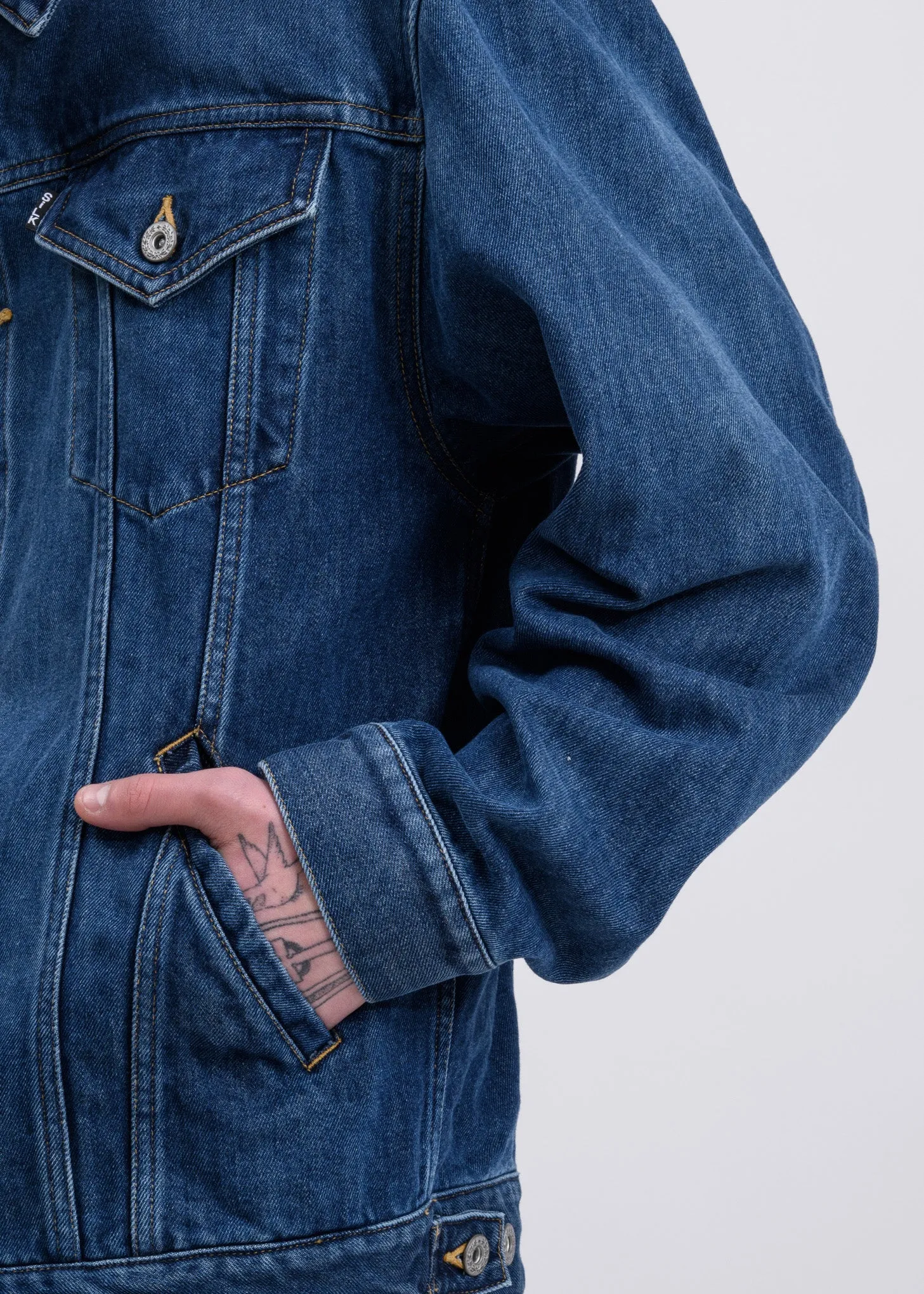 Blue Head Drooped Performance Silk Denim Jacket