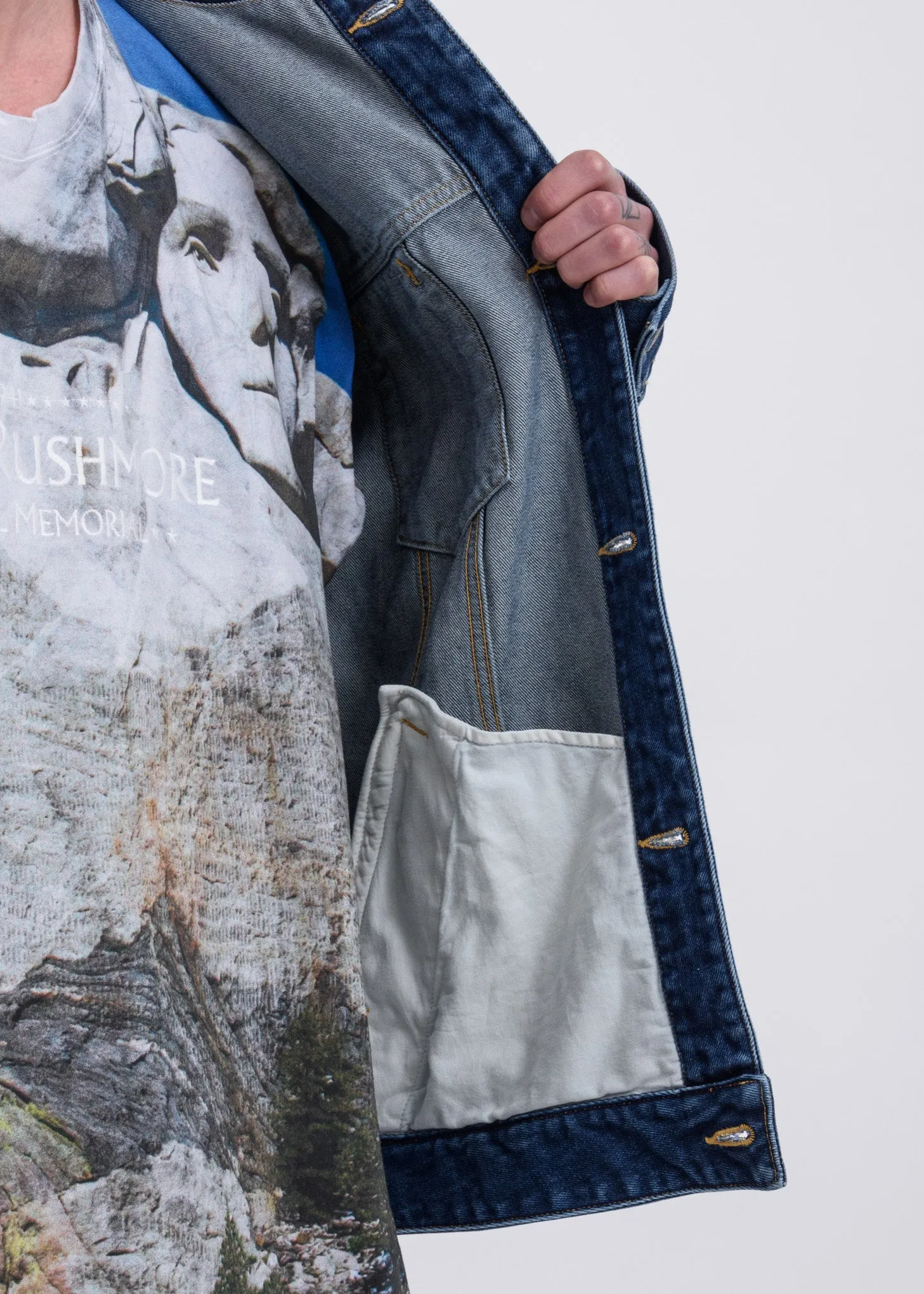 Blue Head Drooped Performance Silk Denim Jacket