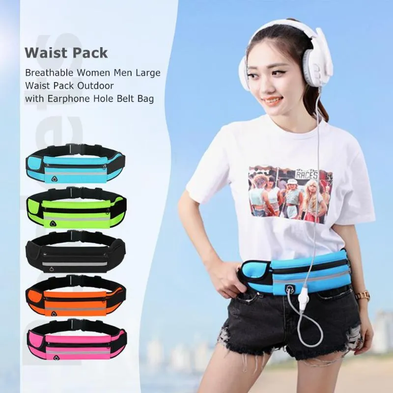 Breathable Women Men Large Waist Pack Outdoor Sports with Earphone Hole 6inch Belt Bag Funny Purse Pouch Mobile Stash Hot Sale