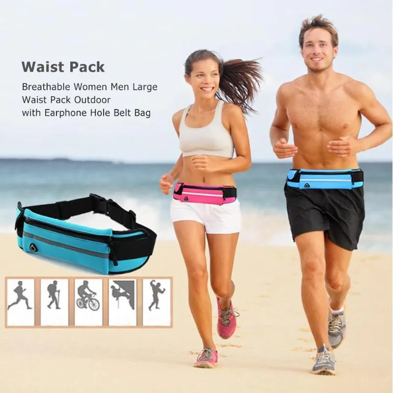 Breathable Women Men Large Waist Pack Outdoor Sports with Earphone Hole 6inch Belt Bag Funny Purse Pouch Mobile Stash Hot Sale