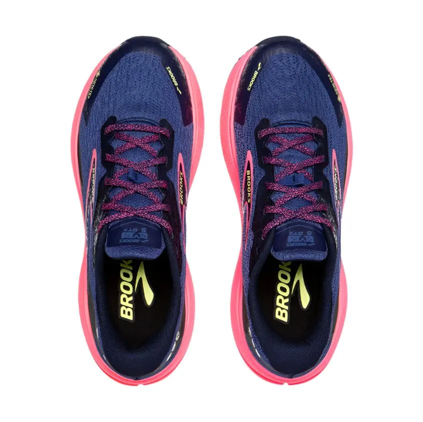 Brooks Womens Trainer Divide 5 GTX Grey Blue/Pink/Lime