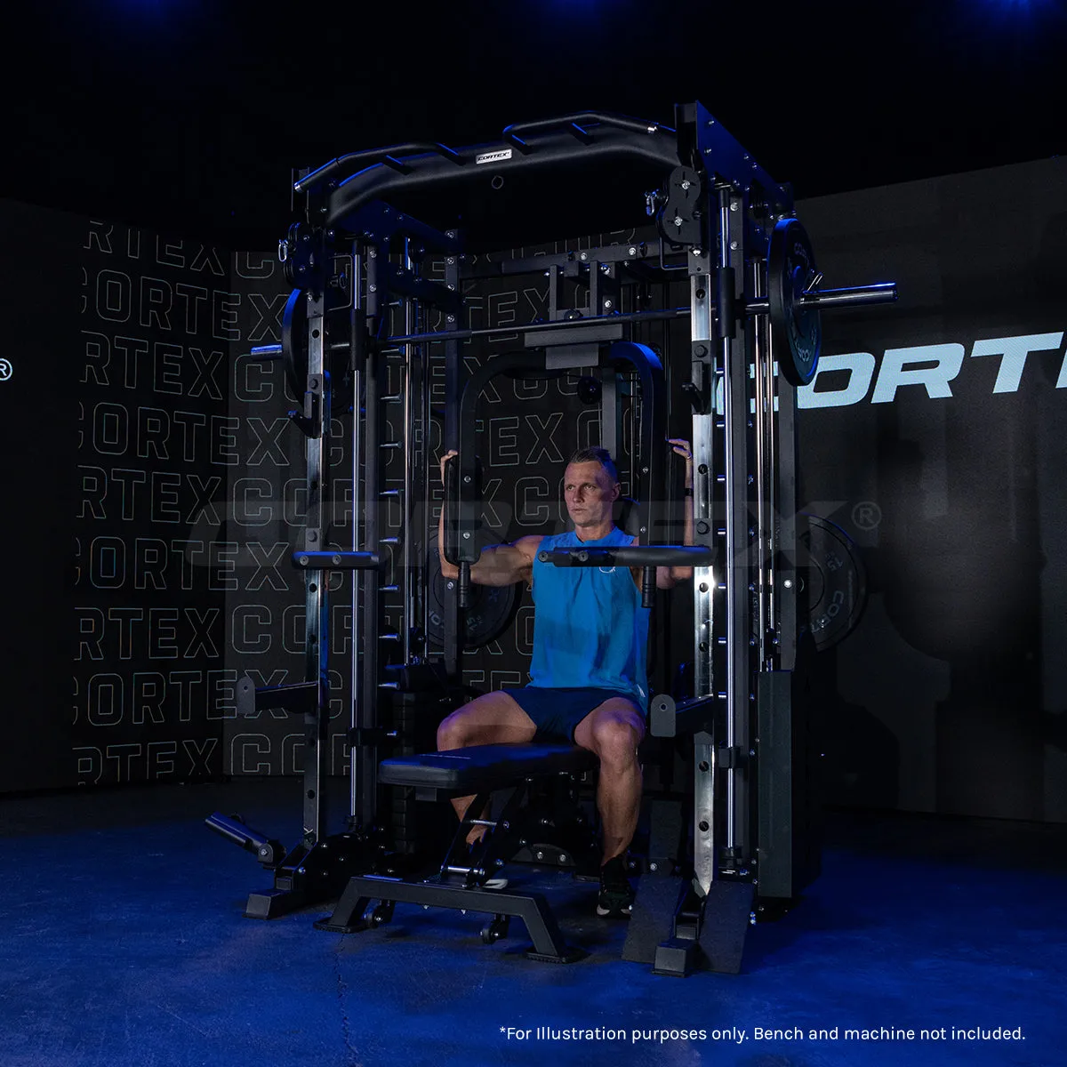 CORTEX SM-25 6-in-1 Power Rack with Smith & Cable Machine   BN-6 Bench   130kg Olympic Weight Plate & Barbell Package