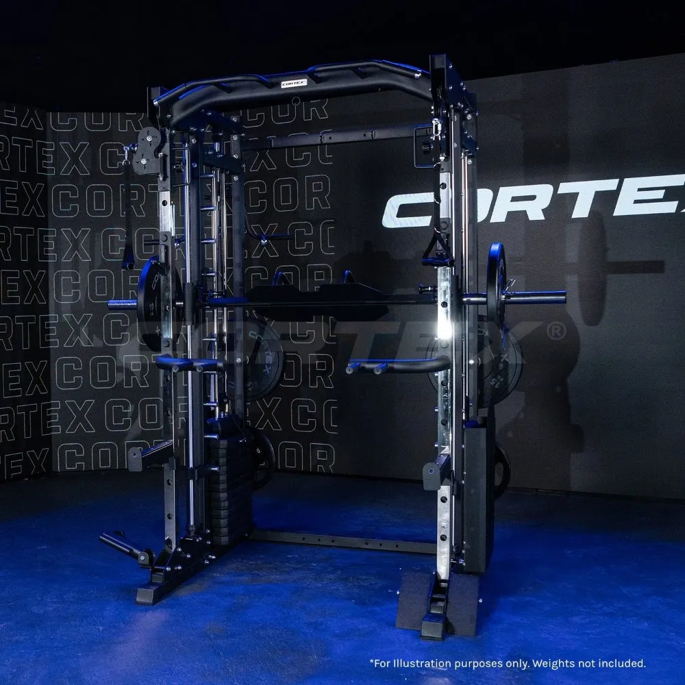CORTEX SM-25 6-in-1 Power Rack with Smith & Cable Machine   BN-6 Bench   130kg Olympic Weight Plate & Barbell Package