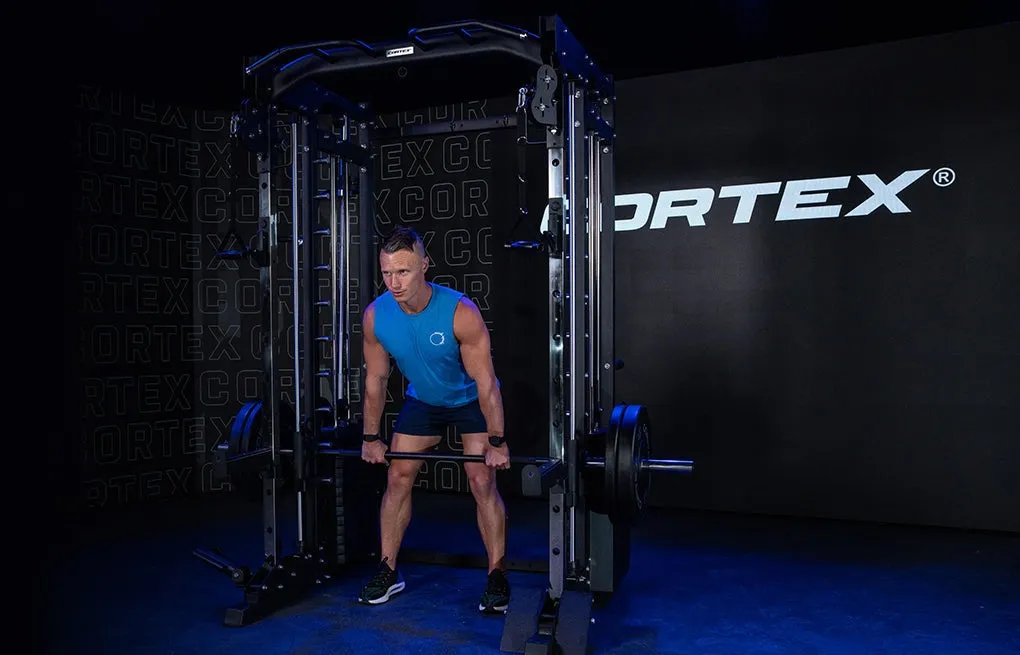 CORTEX SM-25 6-in-1 Power Rack with Smith & Cable Machine   BN-6 Bench   130kg Olympic Weight Plate & Barbell Package