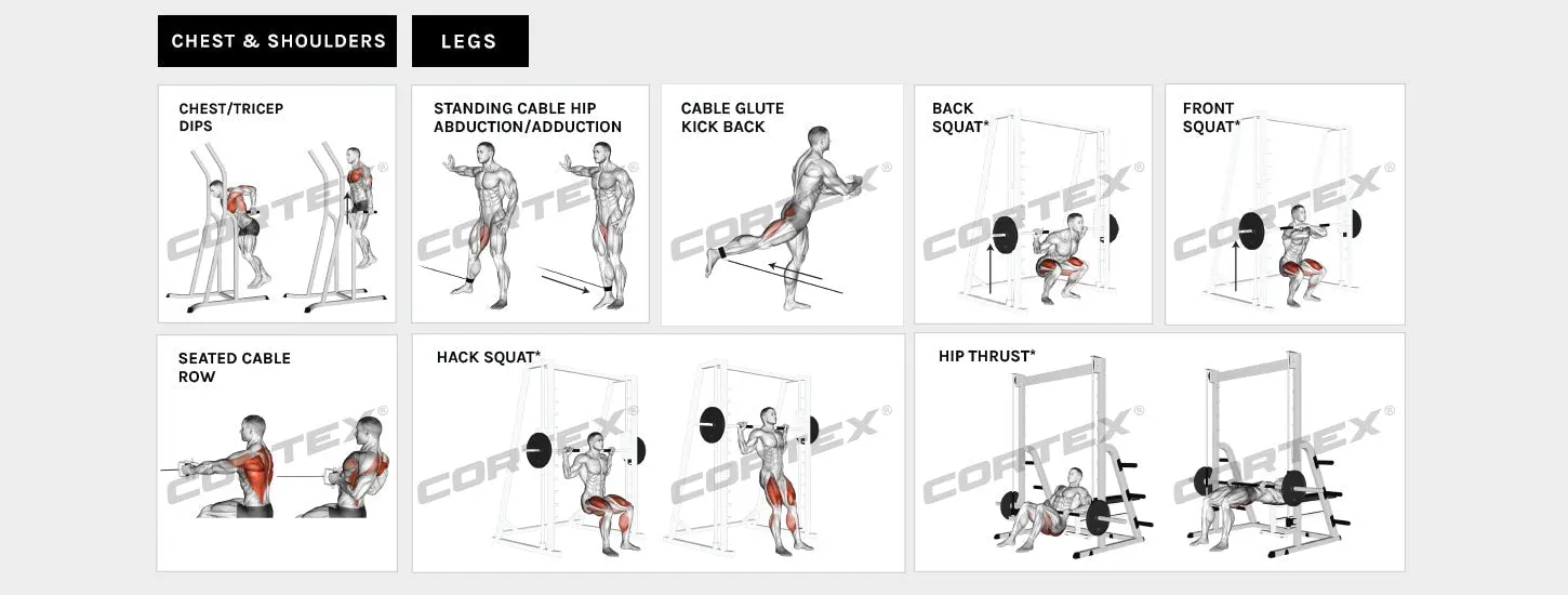 CORTEX SM-25 6-in-1 Power Rack with Smith & Cable Machine   BN-6 Bench   130kg Olympic Weight Plate & Barbell Package