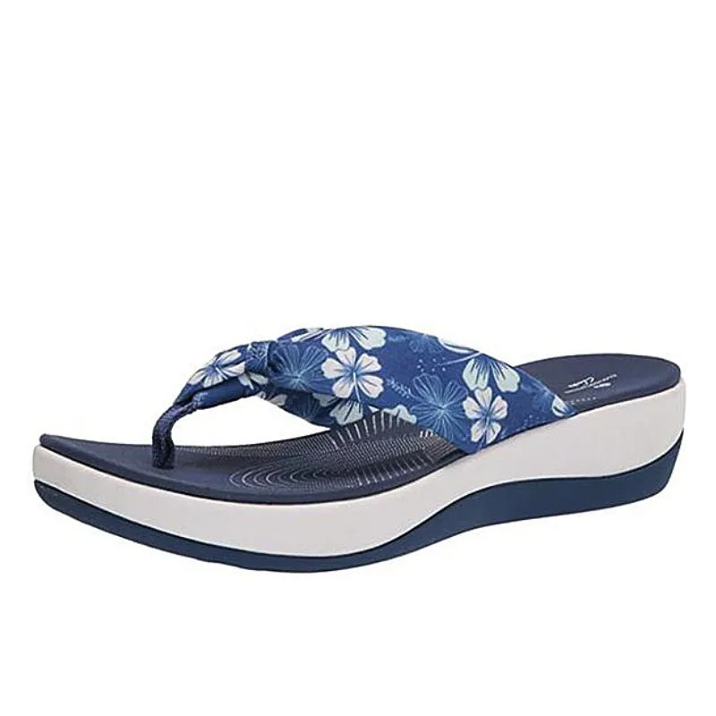 Cuzcare Women Best Flip-Flops Floral Memory Foam Beach Sandals