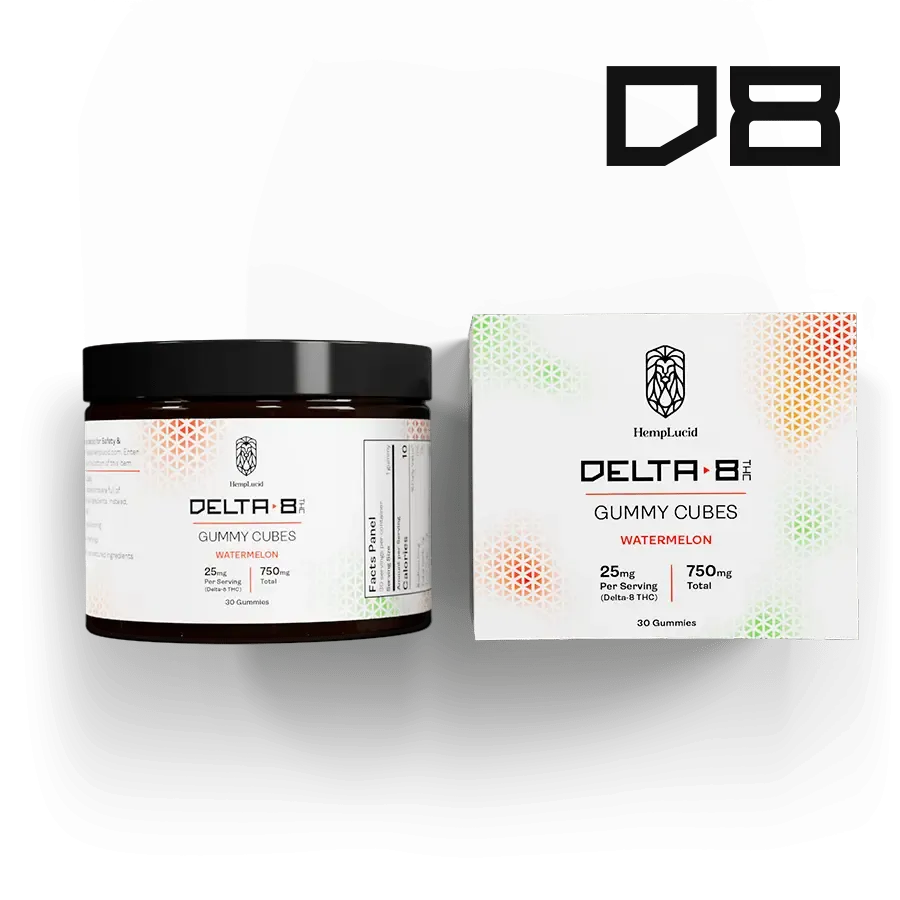 Delta 8 THC Gummy Cubes - Watermelon Flavor