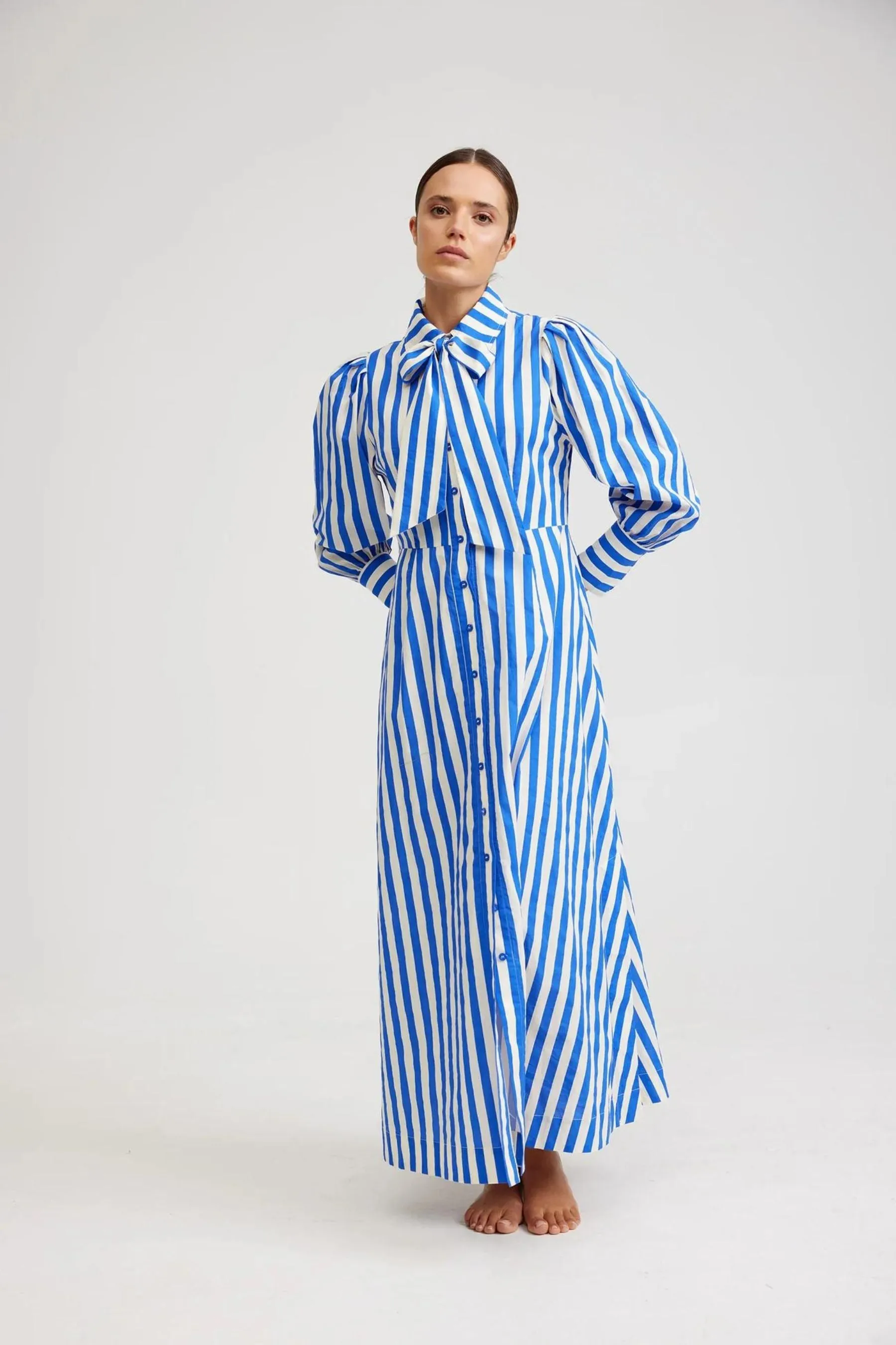 Elle Dress | Sapphire/Milk Stripe