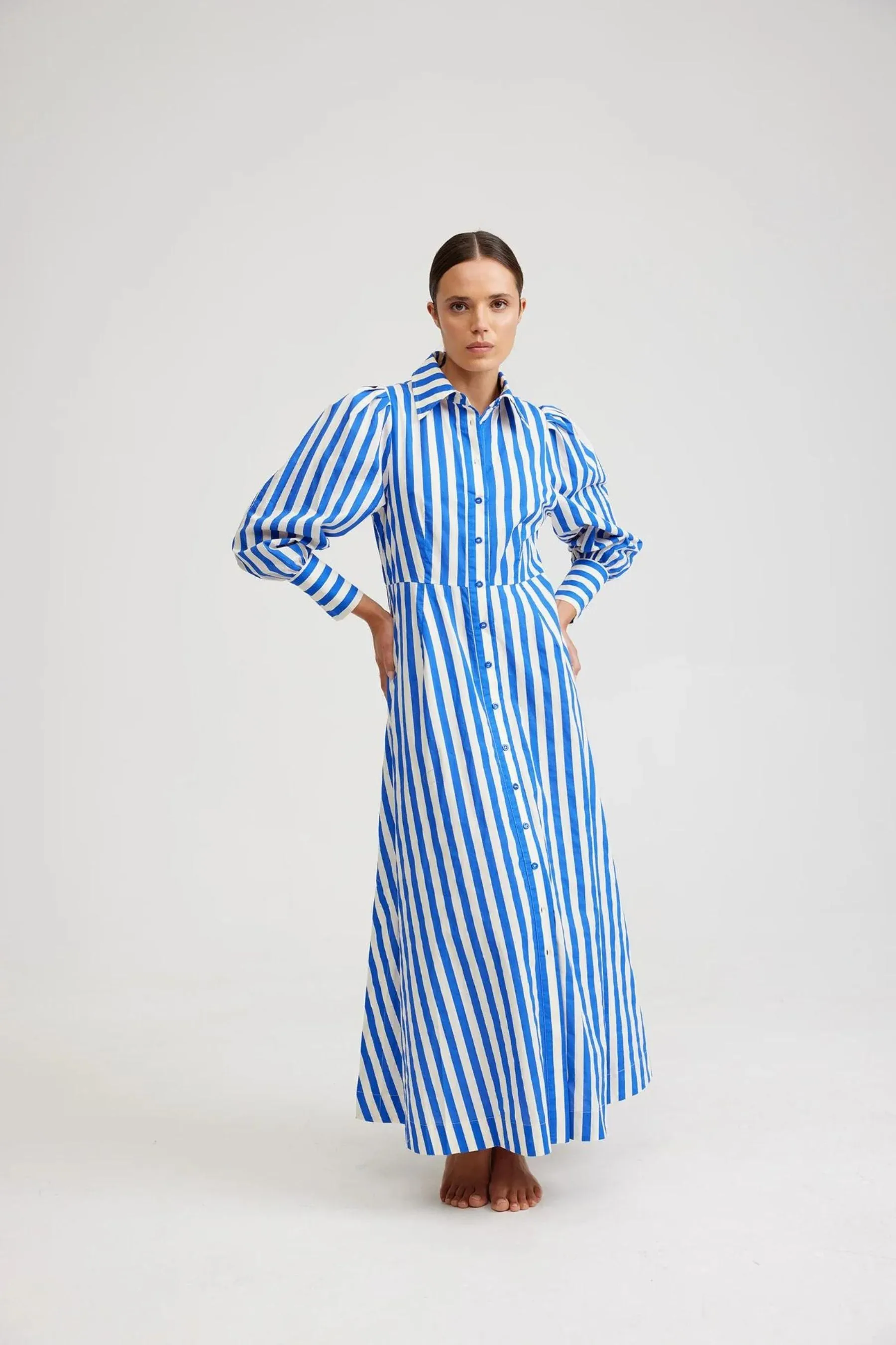 Elle Dress | Sapphire/Milk Stripe