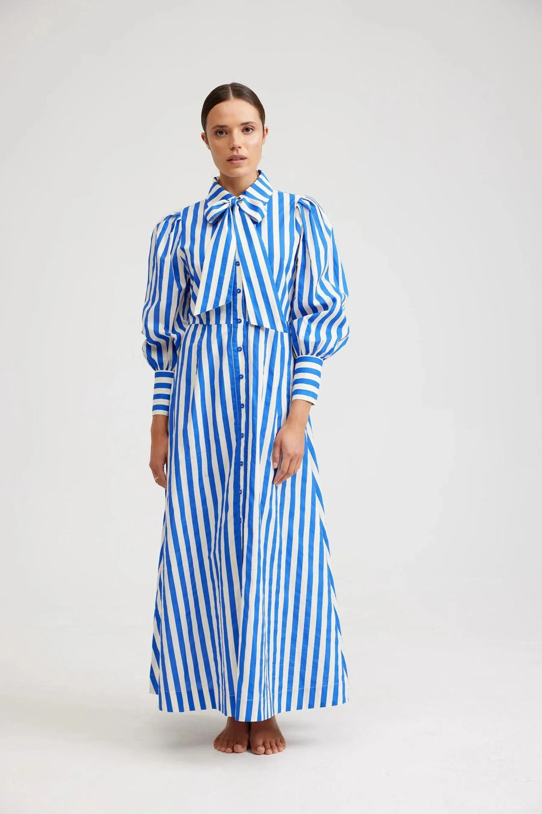 Elle Dress | Sapphire/Milk Stripe