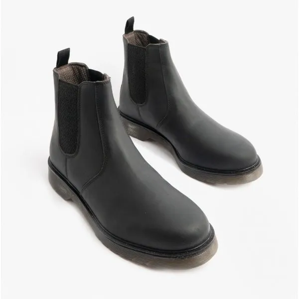 ELLIS Unisex Leather Air Cushioned Dealer Boots Waxy Black