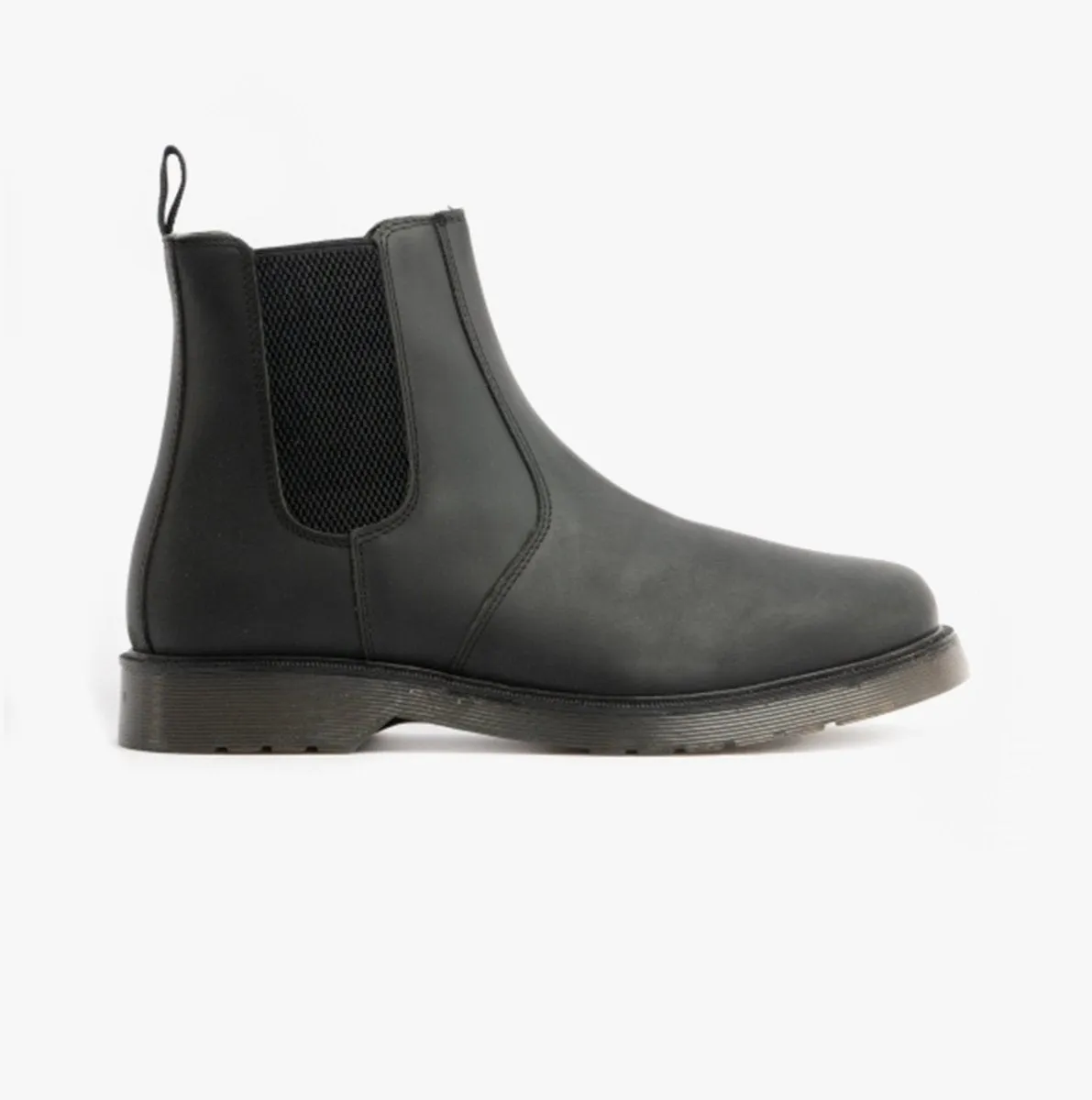 ELLIS Unisex Leather Air Cushioned Dealer Boots Waxy Black