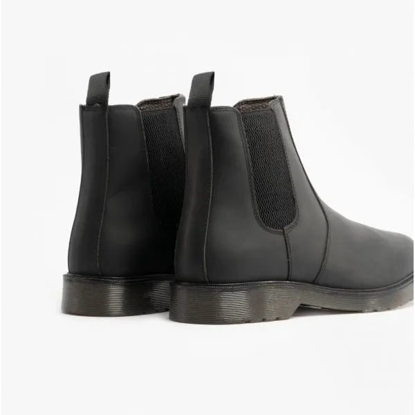 ELLIS Unisex Leather Air Cushioned Dealer Boots Waxy Black