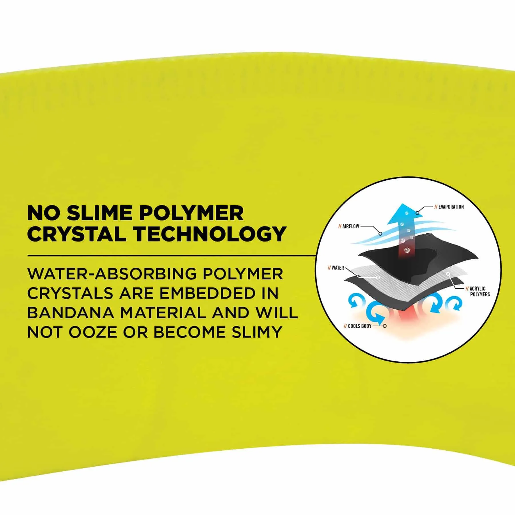 Ergodyne 12397 6702  Lime Cooling Bandana - Embedded Polymers - Tie