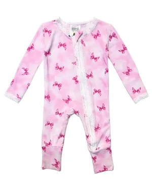 Esme Ribbon Bows Lace Trim Flip Footie