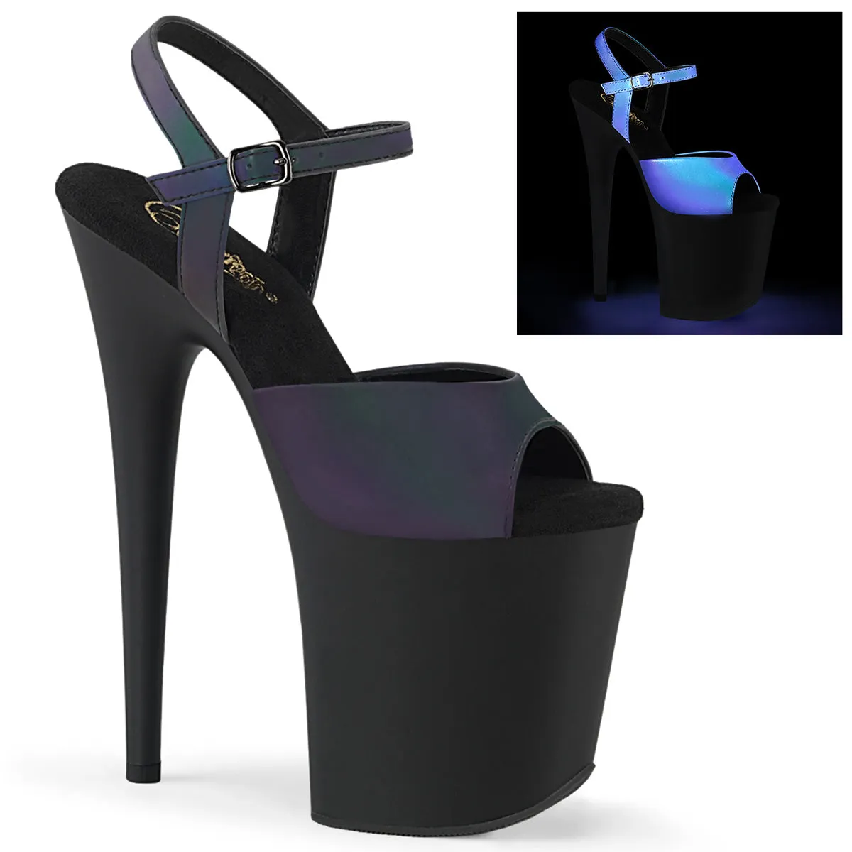 FLAMINGO-809REFL Blacklight Reactive Sexy Platform Sandal