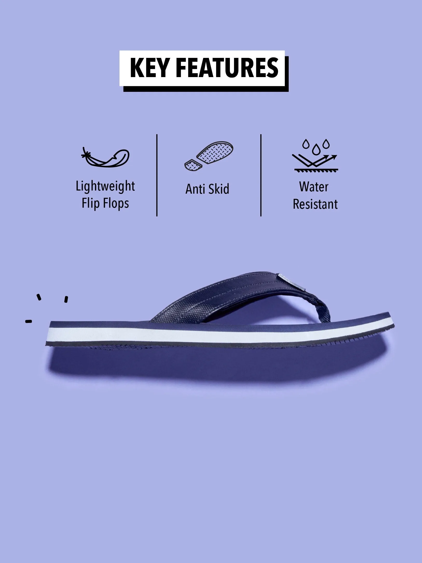 Flo Sweat Absorbing EVA Flip Flops - Navy