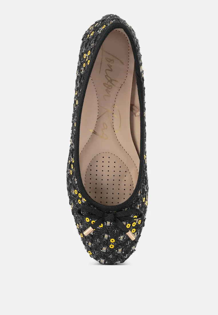 Florent Sequin Flat Bow Ballerinas