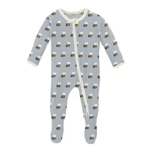 Footie with Zipper - Pearl Blue Baby Bumblebee