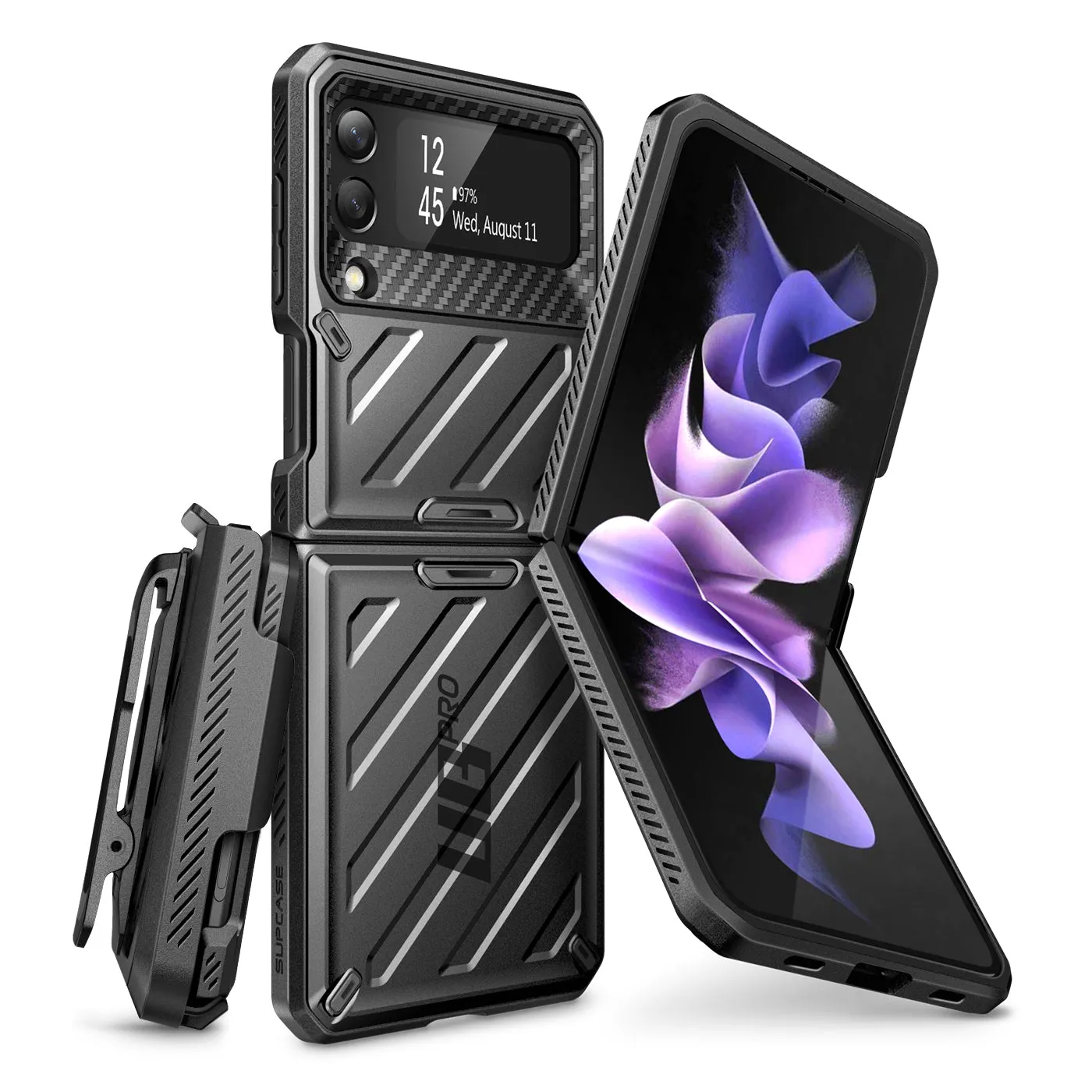 Galaxy Z Flip3 Unicorn Beetle PRO Rugged Case with Belt Clip-Black